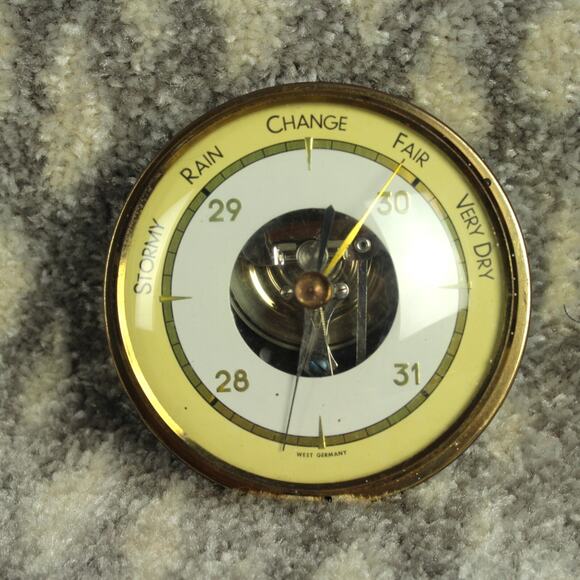 Vintage Broadway Brass Barometer West Germany Weather Instrument Wall Hanging - Picture 3 of 12